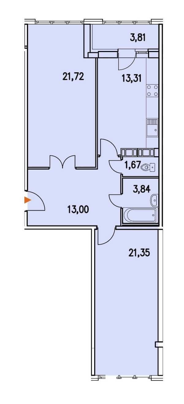 Двухкомнатная квартира в : площадь 76.79 м2 , этаж: 5 – купить в Санкт-Петербурге
